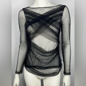 Vintage Dolce & Gabbana D&G black layered asymmetric mesh top long sleeve shirt